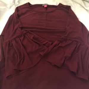 Maroon Vince Camuto bell sleeve shirt